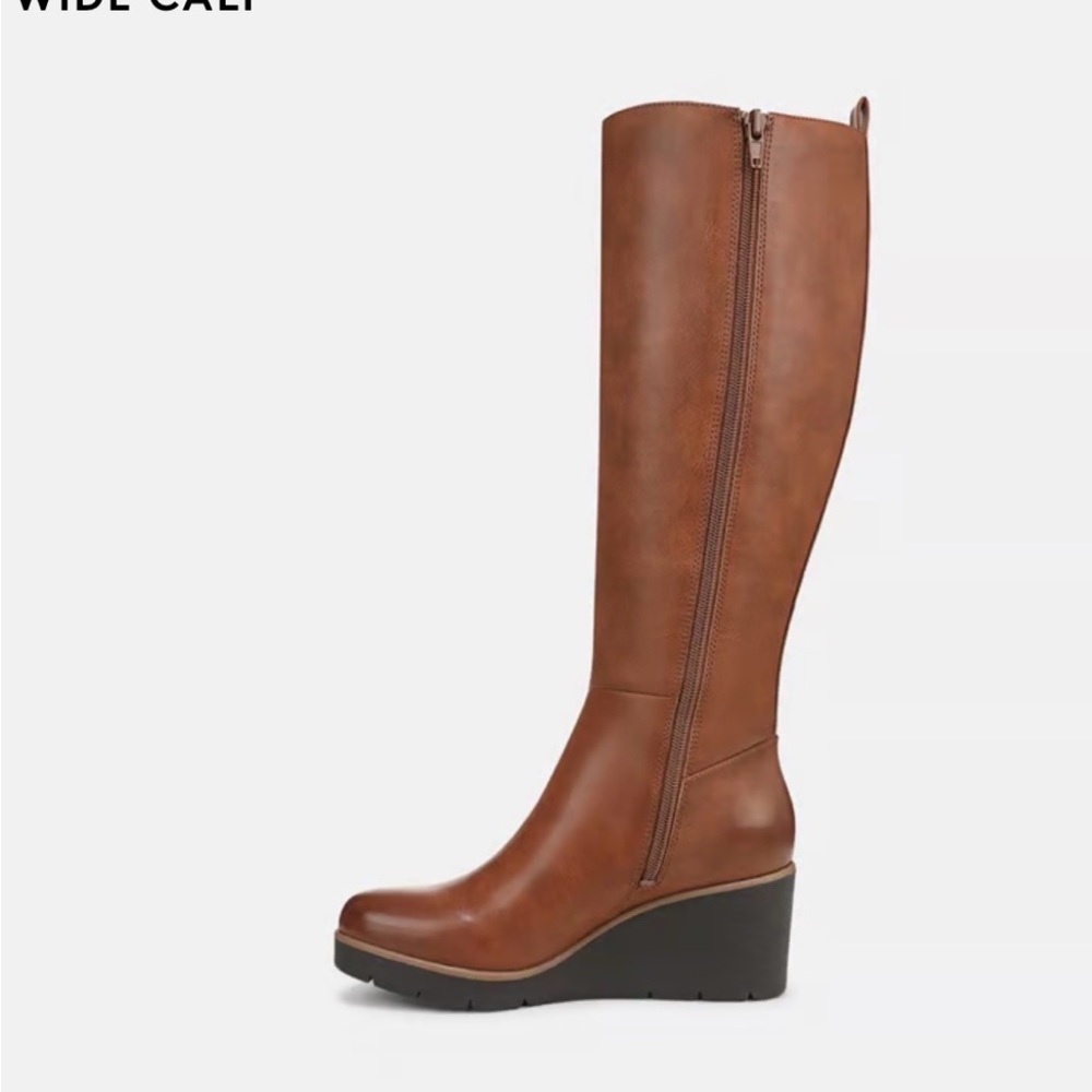 SOUL Naturalizer Tall Wedge Boots in Toffee Brown Wide Calf - Picture 3 of 12